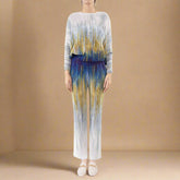 HEYFANCYSTYLE Women's Luxury Designer Japanese Plissé Knit Top & Pants Set